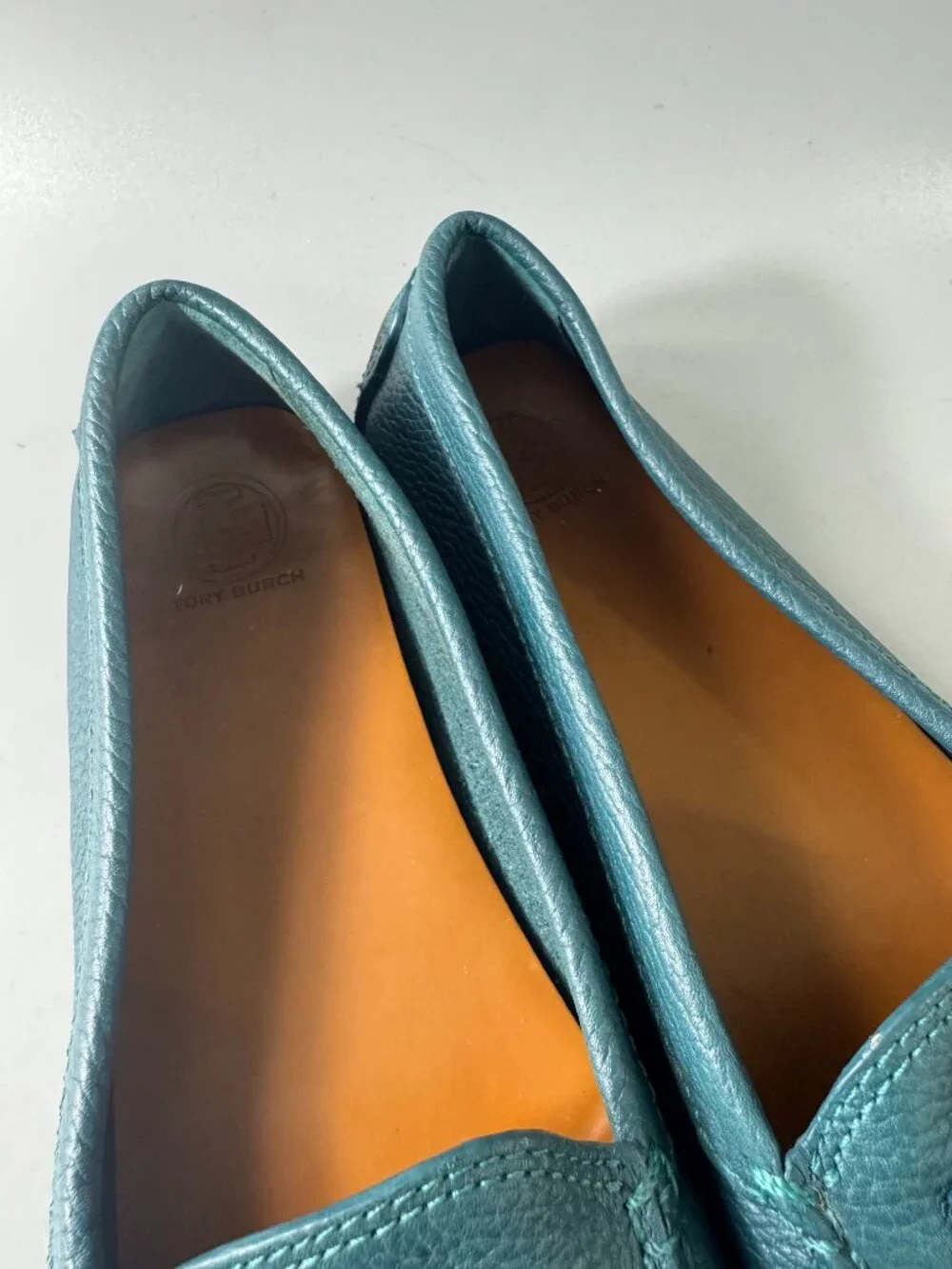 Tory Burch Teal Leather Loafers, Size 7 1/2